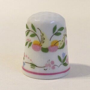 Coimbra Portugal Thimble Flowers Leaves Vine Pink Yellow Green Vintage Porcelain